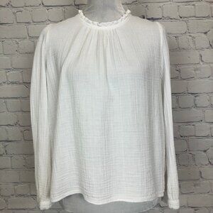 Xirena White Ruffle Cotton Gauze Top Size S